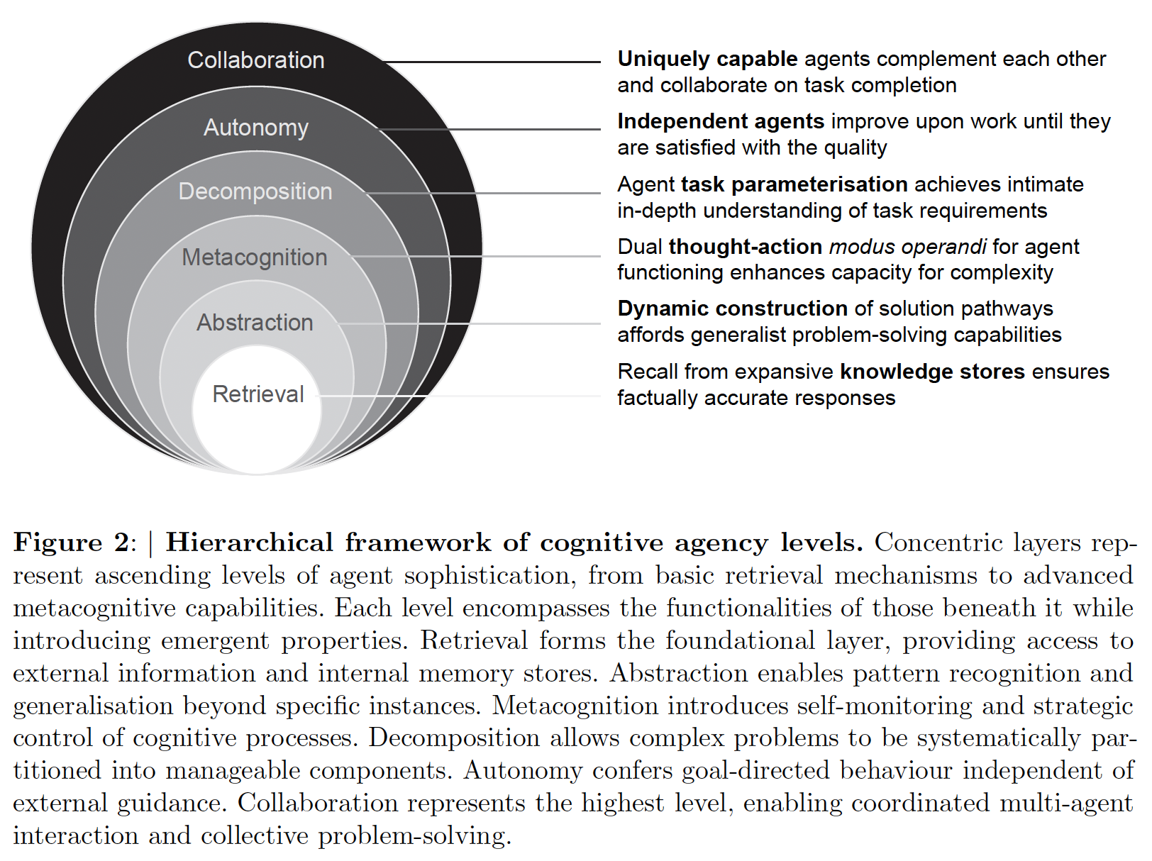 Hierarchical framework of cognitive agency levels